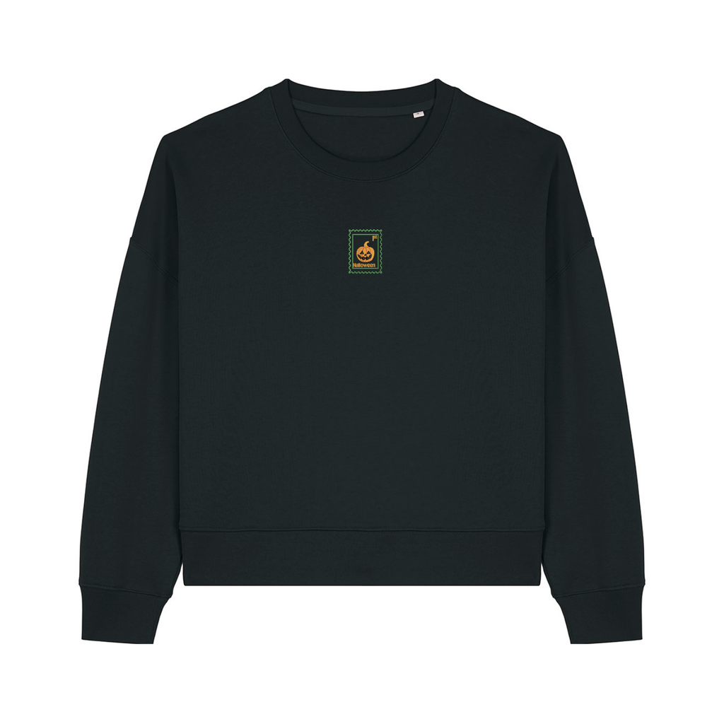 Spooky Pumpkin Cropped Sweatshirt - Halloween - Relaxed Fit