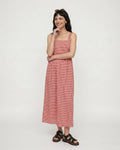 PREORDER Eyre Burgandy Gingham Midi Dress