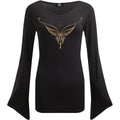 LOTR - ELVEN NECKLACE - V Neck Goth Sleeve Top Black