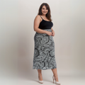 BLACK WHITE PAISLEY MAXI SKIRT