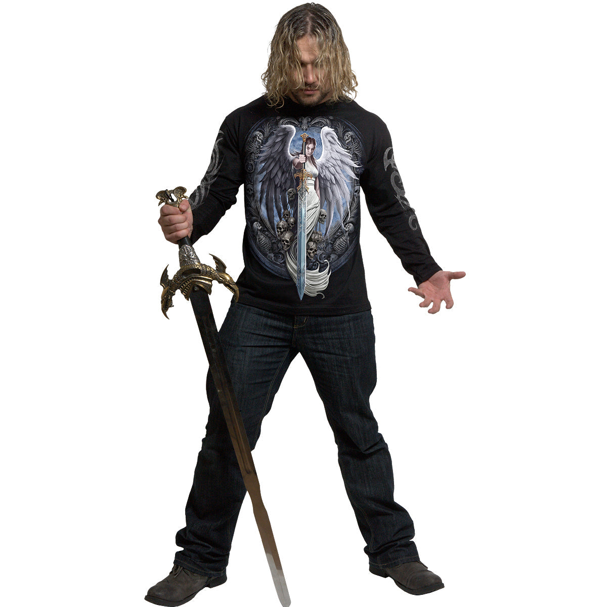 ANGEL SWORD - Longsleeve T-Shirt Black