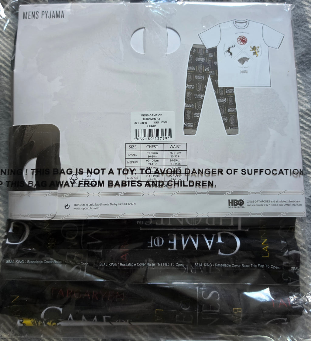 P162 TEEN/ADULT GAME OF THRONES PYJAMAS