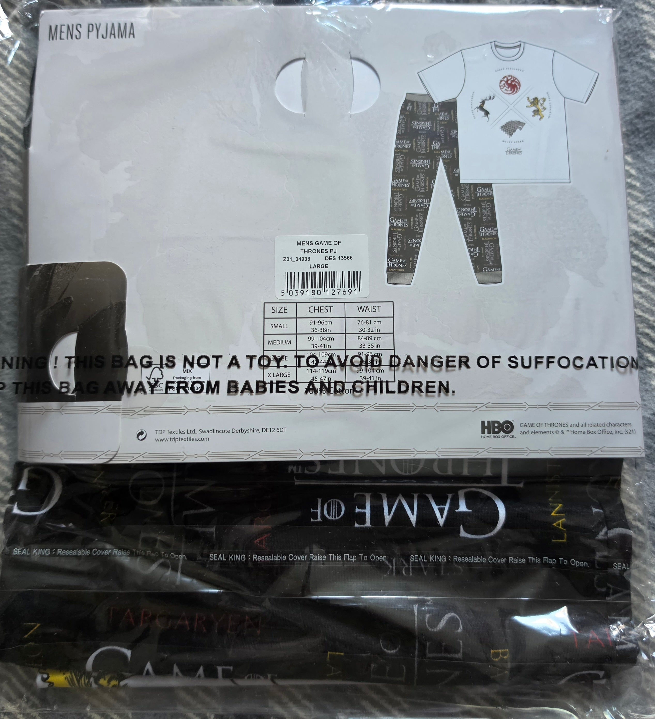 P162 TEEN/ADULT GAME OF THRONES PYJAMAS