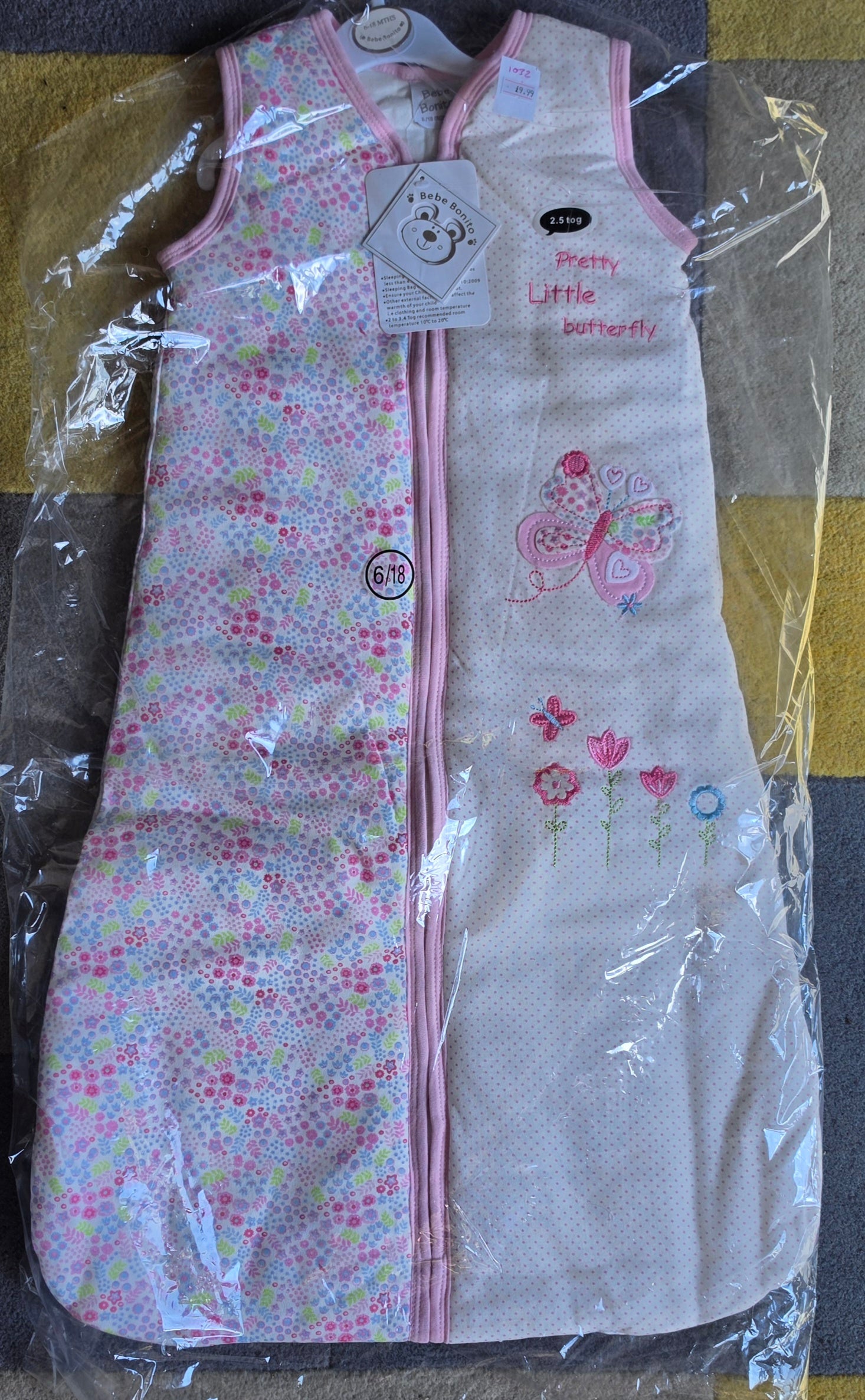 P181 PINK BUTTERFLY SLEEPING BAG