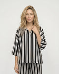 Vi Brown Stripe Print V-Neck Shirt