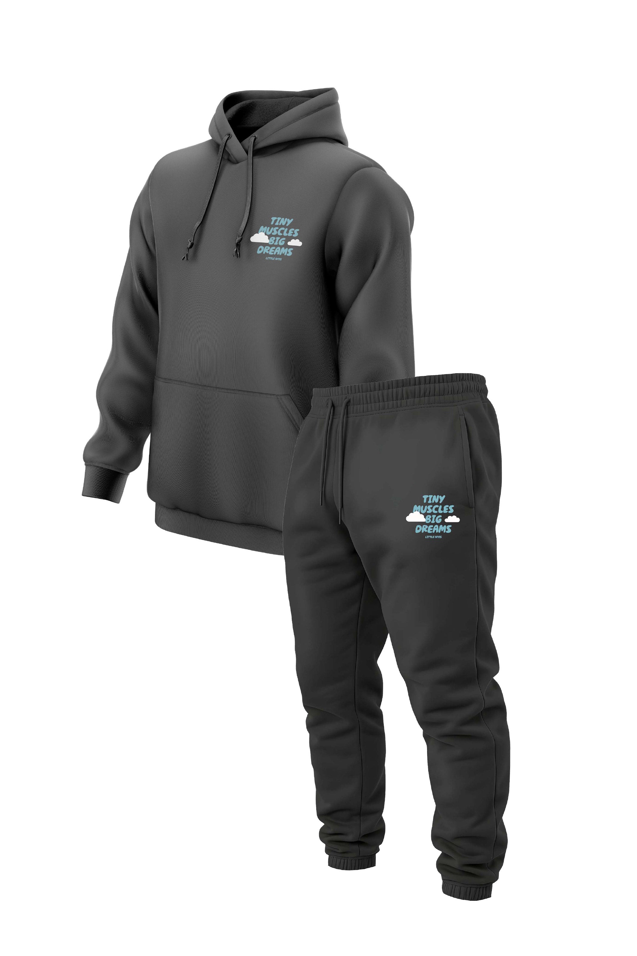 Little Apes Tiny Muscles Big Dreams Tracksuit - Charcoal
