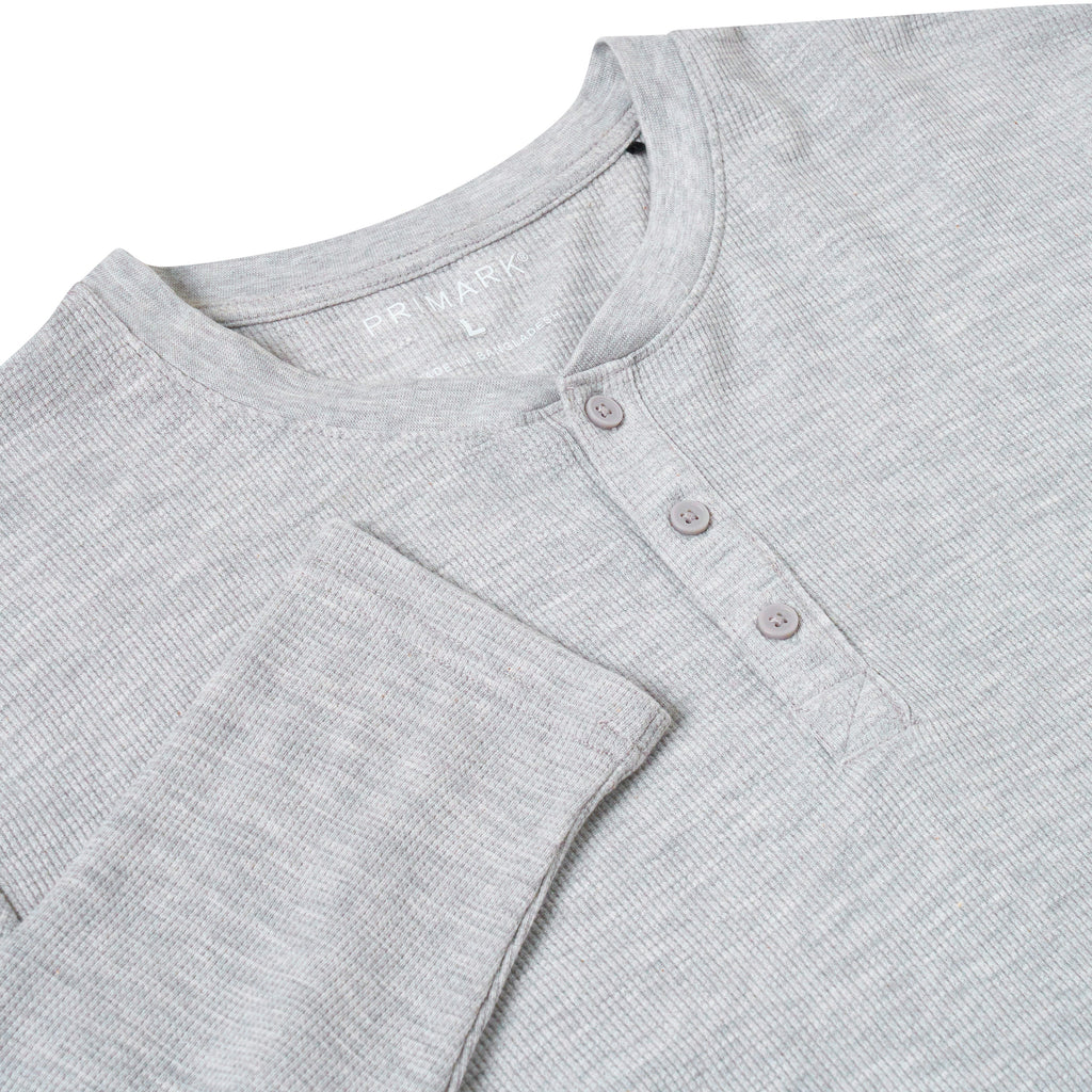 Henley Waffle Knit Long Sleeve Top