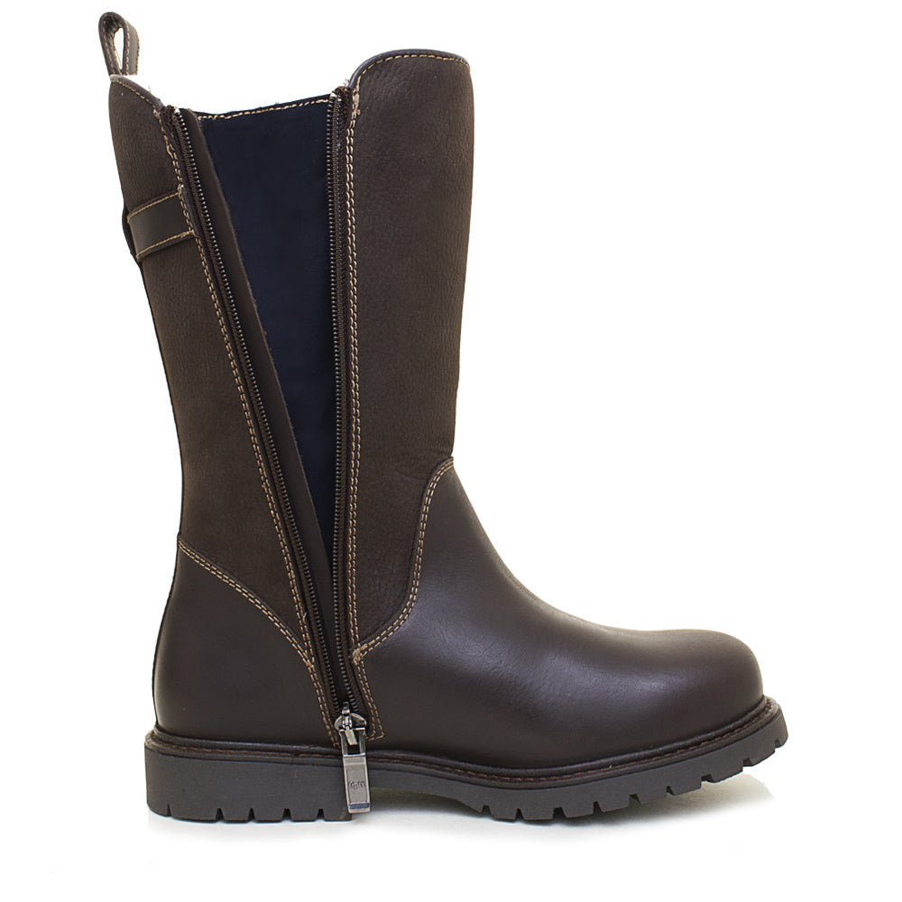 Quebec Waterproof Zip-up Wool Lined Boots - Brown
