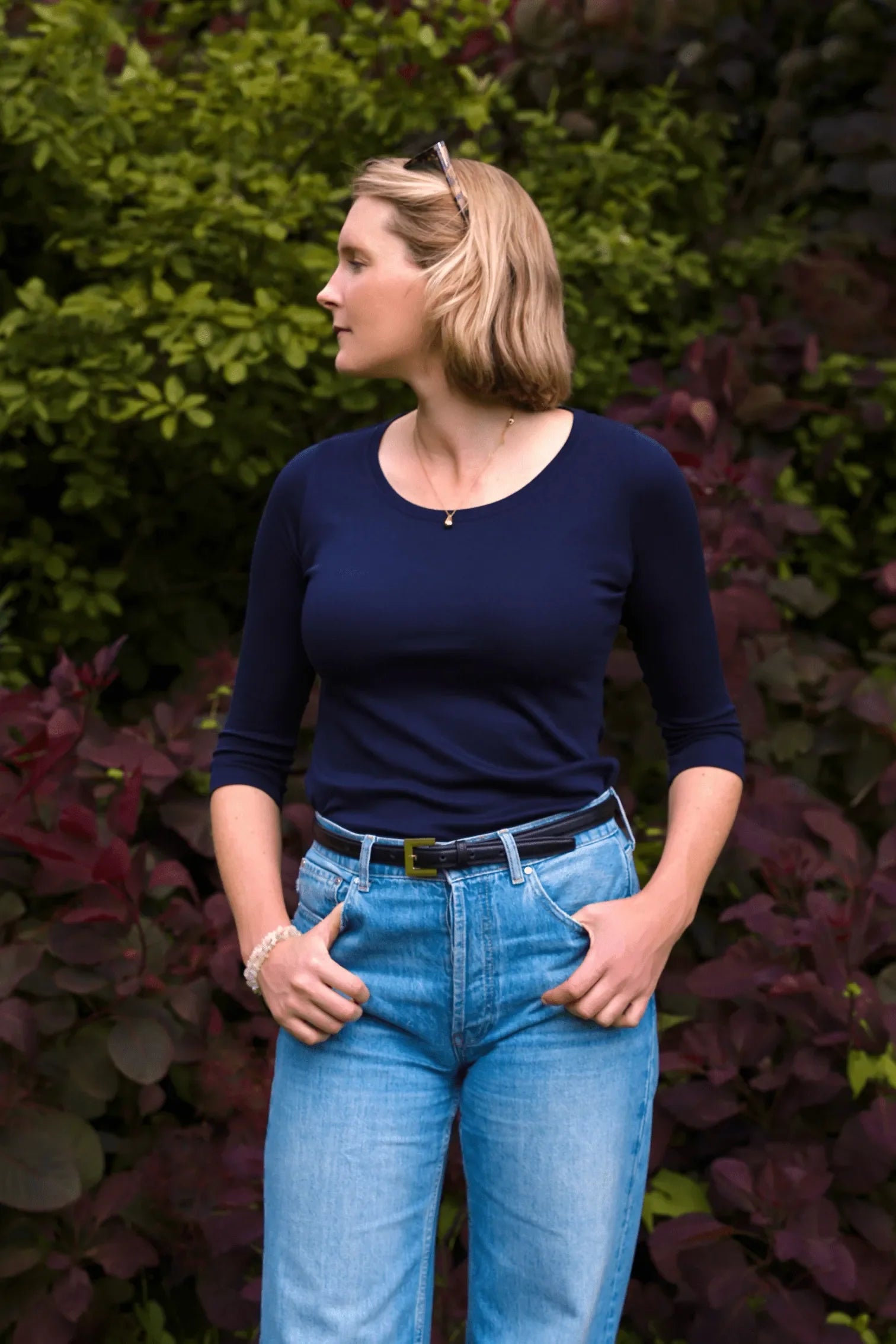 3/4 Sleeve Scoop Neck Cotton Modal T-Shirt