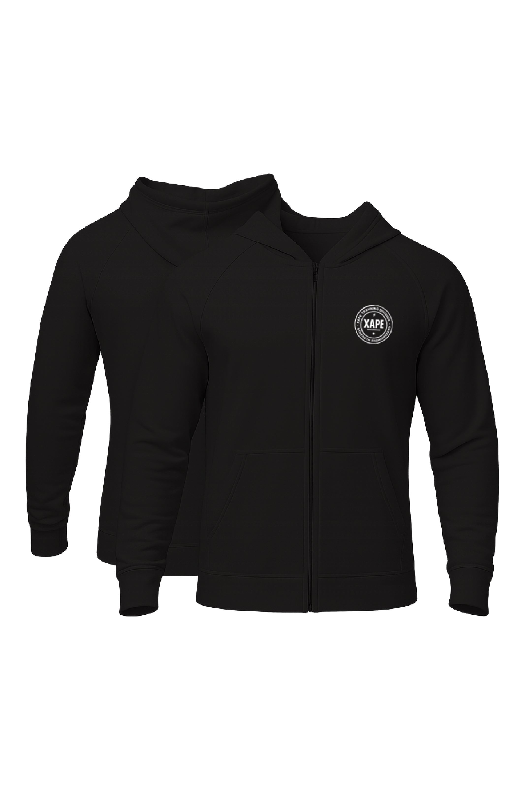 XAPE Classic Badge Logo Oversized Zip Hoodie - Black