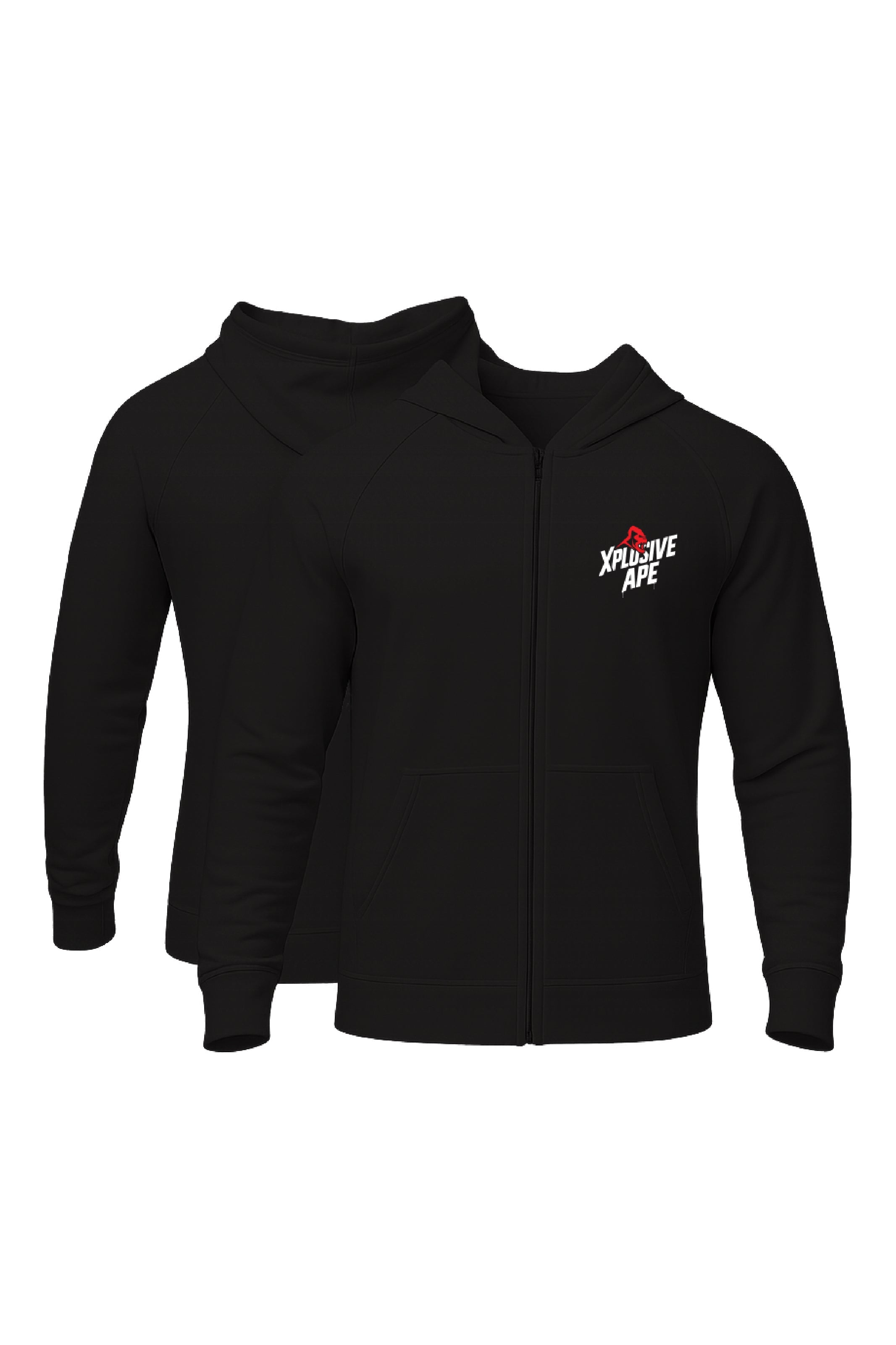 XAPE Classic Stencil Logo Oversized Zip Hoodie - Black